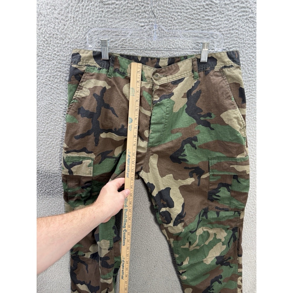 Vintage Military Pants Mens Large Short Camouflage Ripstop Cargo Woodland Camo - Picture 5 of 8